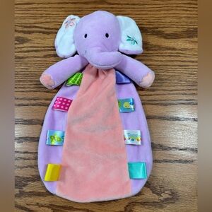 TAGGIES Purple Pink Elephant 12" Plush Security Blanket Lovey Rattle Baby Toy